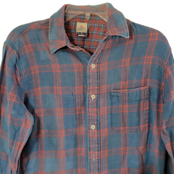Faherty Shirt Mens S Plaid Reversible Flannel LS Button Up Preppy Hiking Camping - Picture 1 of 16